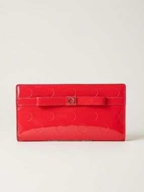 kate spade Red Patent Polka Dot Bow Continental Wallet